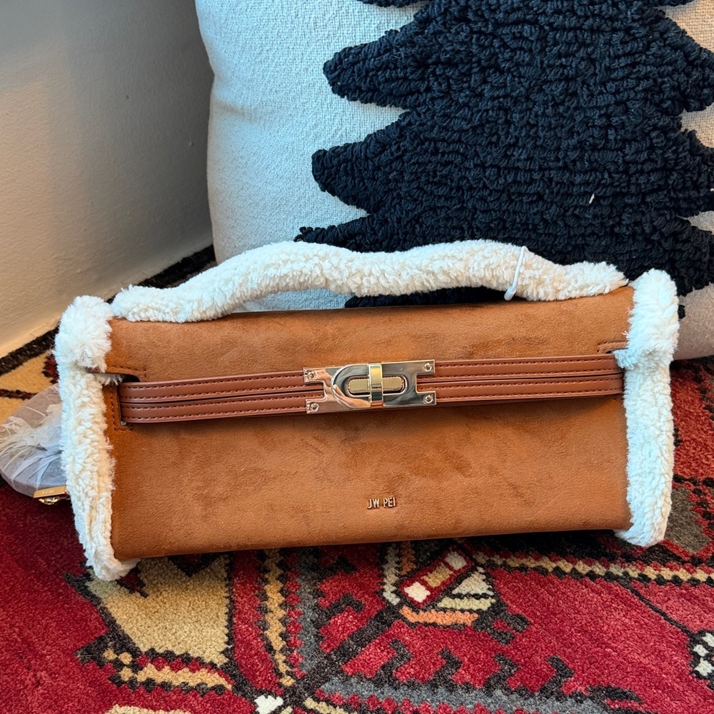 ⚡️ JW PEI ⚡️ BRIA Faux Suede Structured Top Handle Bag Brown